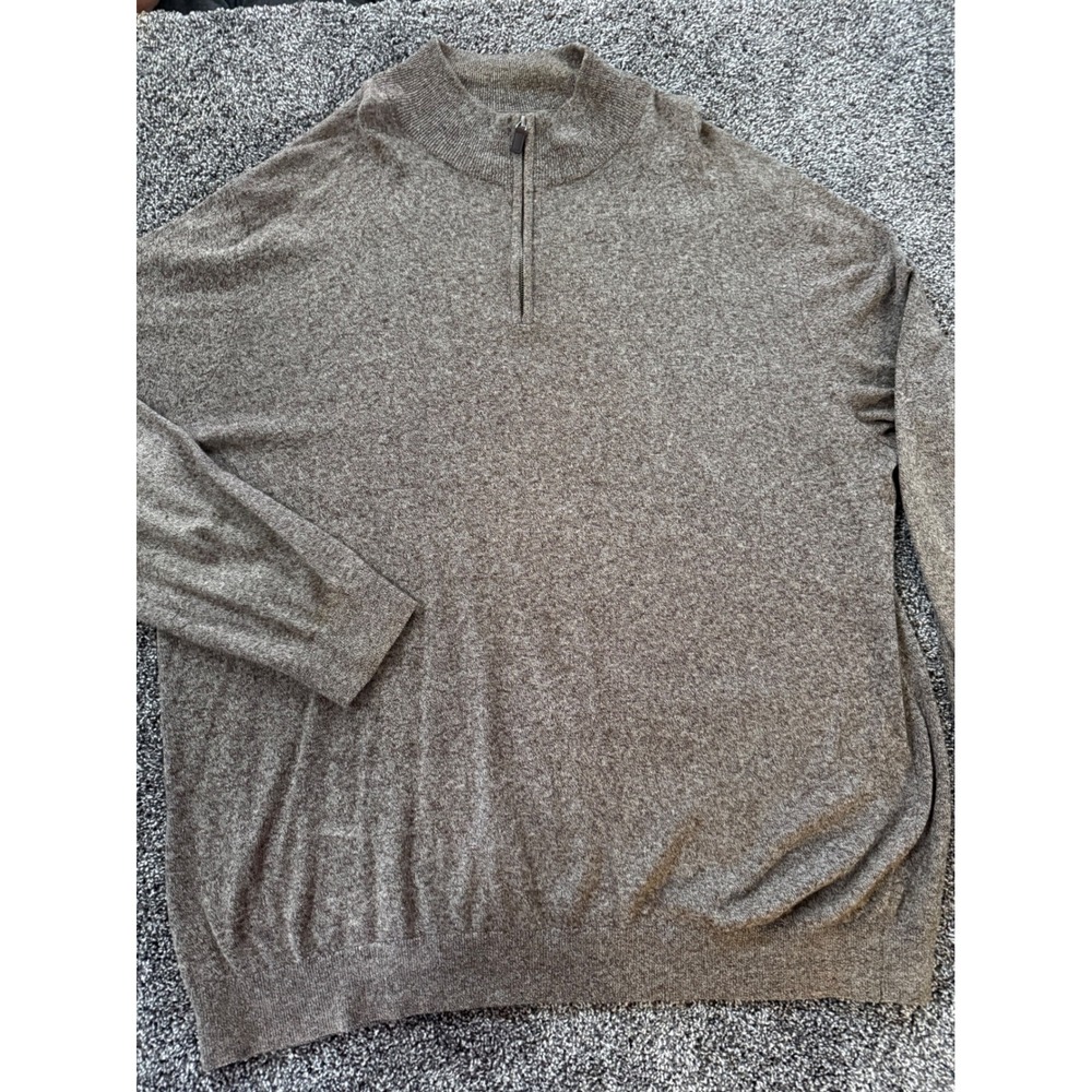 The Foundry Mens 3XL Brown Marl 100% Cotton Quarter Zip Mock Neck Sweater